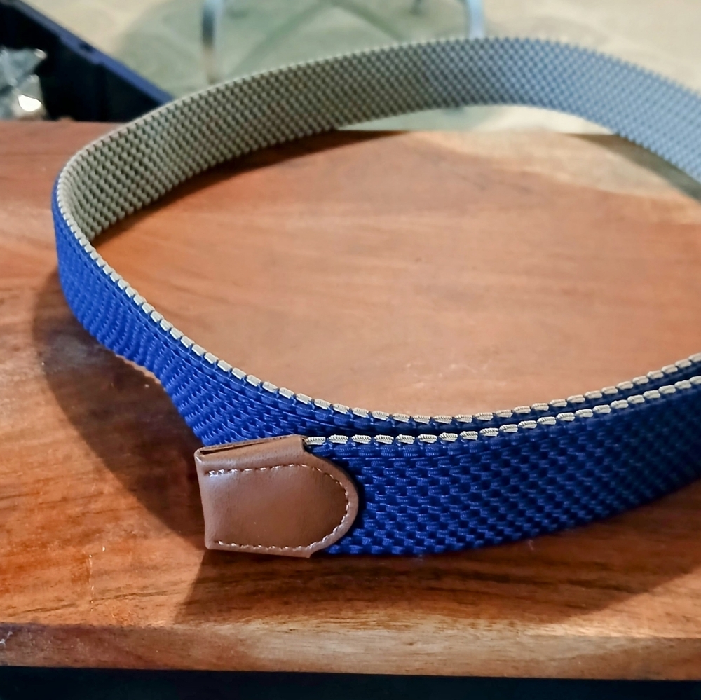 Belt UNISEX ADJUSTABLE Blue and Tan  Size L38-40